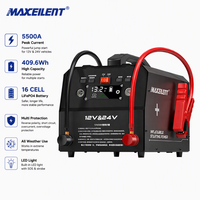 Démarreur d'urgence robuste pour camion 12V/24V, booster de moteur diesel avec écran numérique, pinces de démarrage intelligentes 128000mAh 5500A