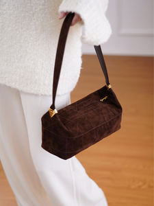 <b>Suede</b> <b>Fabric</b> Manufacturers Custom Embroidery Thread Ladies Handbag New High Quality Fashion French Shoulder Bag - Product Image 3