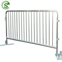 Valla Temporal de Acero de Fácil Montaje, Barricadas Removibles para Control de Multitudes con Pies Planos/Puente, 6 pies de Altura
