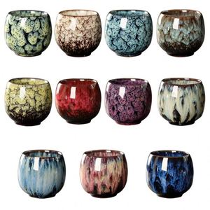 Taza de Café Espresso de Estilo Japonés Vintage con Esmalte Reactivo, 110 ml, Taza de Café con Esmalte en Forma de Huevo, Juego de Tazas de Té de Arcilla - Product Image 3