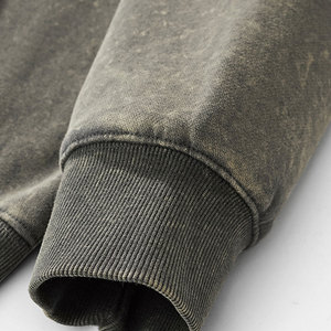 Wholesale Heavyweight 360GSM Acid Washed Double Zipper Fleece <b>Cardigan</b> Hoodie <b>Oversized</b> High Quality Customizable Jacket - Product Image 4