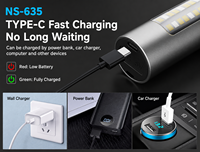 Lampe LED ultra longue portée 5000K lumière du jour avec batterie au lithium, zoom, rechargeable, étanche, portable, pour le camping, IP54, USB