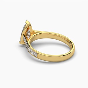 Bague de fiançailles solitaire en diamant de laboratoire taille poire, la plus vendue, personnalisable OEM/ODM, en or massif 14K/18K/22K, de luxe pour femme - Product Image 2