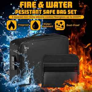Bolsa Organizadora de Documentos Ignífuga e Impermeable con Cerradura, Juego de Caja de Archivo de Gran Capacidad, Compartimento Pequeño para Dinero, Negra - Product Image 6
