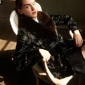 <strong>Lady's</strong> <strong>Car</strong> Jacket Broadtail Fur with Sable Collar and Belt Astrakhan Swakara Karakul Fur <strong>Coat</strong> Leather Jackets for <strong>Ladies</strong> - Product Image 1