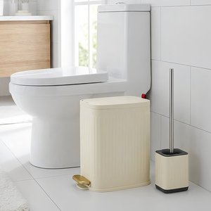 <strong>Bathroom</strong> Trash Can <strong>Toilet</strong> <strong>Brush</strong> <strong>Set</strong> with 90&deg; Stay-Open Lid Deodorizing Compartment Customizable Options Modern Pedal Waste <strong>Bin</strong> - Product Image 1