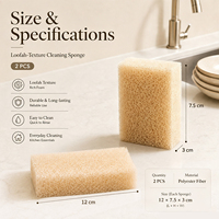 Lot de 2 éponges de cuisine poreuses en mousse de polyéther, style loofah, séchage rapide, réutilisables, pour la vaisselle et le nettoyage domestique
