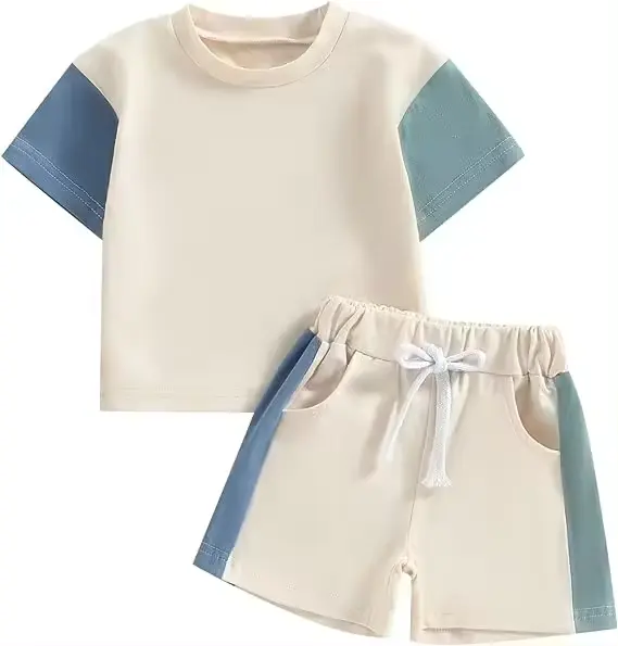 Camiseta casual unissex para crianças, calças unissex para meninos e meninas, conjunto de 2 peças