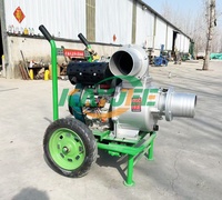 Ensemble de pompe à eau diesel à débit élevé sur chariot pour l'agriculture et l'irrigation des fermes avec pistolet à eau