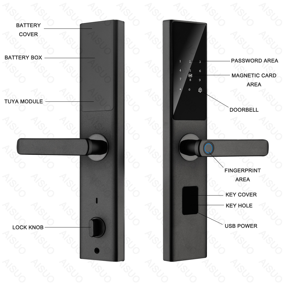 New Product TUYA WIFI  Fingerprint Lock Remote Unlock Digital Card Key Cerradura Intelligente Smart Door Lock · image 6