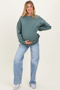 Sweat-shirt de maternité confortable et ample pour femme, en polaire, à épaules tombantes, pour l'allaitement, haut de <span class=keywords><strong>grossesse</strong></span> - Product Image 2