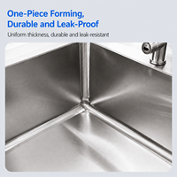 Wastafel Workstation Stainless Steel Desain Khusus yang Tahan Lama dengan Talenan untuk Stasiun Koki Profesional