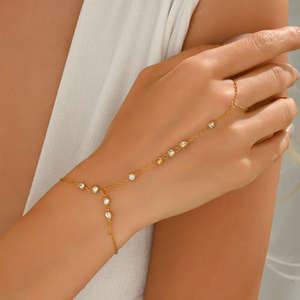 Trendy CZ parmak bilezik boncuklu zincir su geçirmez paslanmaz çelik takı Minimalist moda kadın aksesuarları kuyumcu - Product Image 5