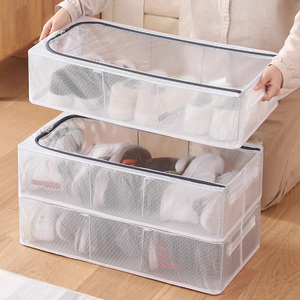 Caja de almacenamiento de malla impermeable con asa, caja de almacenamiento de ventana de visualización transparente, caja de zapatos plegable con marco de acero incorporado - Product Image 4