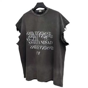 T-shirt Homme Oversize Personnalisé OEM 280G Vintage Délavé Manches Courtes Imprimé Sérigraphié Effet Vieilli - Product Image 1