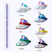 Casquette Pare-Soleil en PVC Personnalisable en Gros, Visière Laser Colorée Tendance pour l'Été avec Logo Personnalisé pour Tenues Décontractées