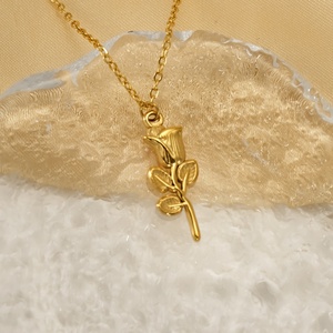 Stainless Steel Rose Pendant Anniversaries Charm <b>Necklace</b> New <b>Couple</b> Gift for Wife on French Valentine's Day Link Chain <b>Necklace</b> - Product Image 4