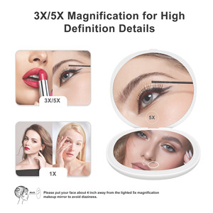 Bán Buôn Biểu Tượng Tùy Chỉnh Tay Cầm Tay Mỹ Phẩm <span class=keywords><strong>Make</strong></span> <span class=keywords><strong>Up</strong></span> Nhỏ Gọn Gấp Du Lịch Xách Tay Với LED Ánh Sáng Trang Điểm Túi Gương - Product Image 3