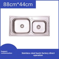 NEXGRAND NG8844T Évier double 88x44cm en acier inoxydable SUS201 finition satinée épaisseur 0,4-0,9mm pour cuisine domestique et commerciale