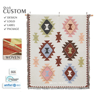 Couverture tissée bohème personnalisée, couverture décorative en jacquard, écologique, portable, lavable en machine, fabricant OEM ODM