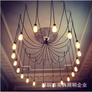 โคมไฟระย้าหลายหัวสไตล์อุตสาหกรรม แหล่งกำเนิดแสง LED 6 หลอดสำหรับห้องนั่งเล่นห้องนอนโคมไฟเพดาน - Product Image 2