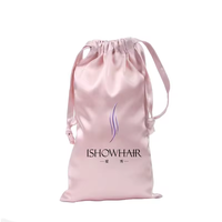 Sac de shopping en satin blanc avec cordon de serrage, impression de logo personnalisée, sac de rangement réutilisable en satin de soie de luxe pour lingerie
