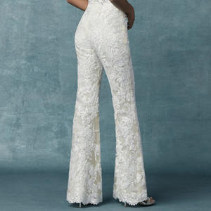 Robe brodée en dentelle, <span class=keywords><strong>pantalon</strong></span> <span class=keywords><strong>blanc</strong></span>, ensemble deux pièces détachable, vêtements pour mère, prix d'usine transfrontalier, robe de mariée - Product Image 1