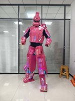 Costume de robot de taille humaine au design innovant, tenue de robot adulte portable avec yeux rouges LED pour spectacle sur scène