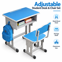 Ensemble de bureau et chaise ergonomiques réglables pour étudiants, mobilier de classe avec options de bureau et de chaise personnalisables