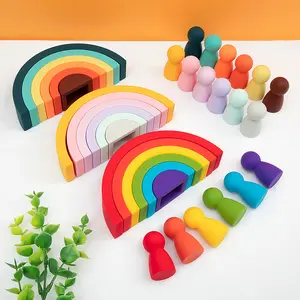 Lebensmittelqualität Regenbogen-Silikon-Stapel-Spielzeug Bpa-freies Baby-Stapler Zahn-Spielzeug