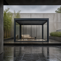 Pergola modulaire rétractable en aluminium toutes saisons avec kit de véranda en verre, télécommande, pour balcon de luxe, jardin extérieur, salle à manger, véranda solaire