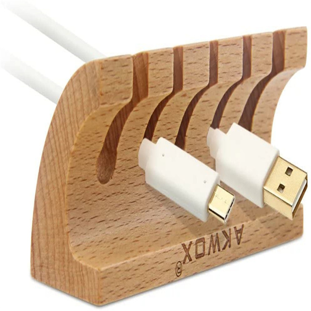 2024 High Quality Wooden Cable Organizer and Wire Management System for Desk Cleaner and Organizer Flexible Beech Wood Stand