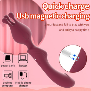 Productos para adultos Silicona líquida Consoladores de varita AV vibradores de doble cabeza para masturbación femenina Masajeador de varita de calefacción al por mayor - Product Image 4