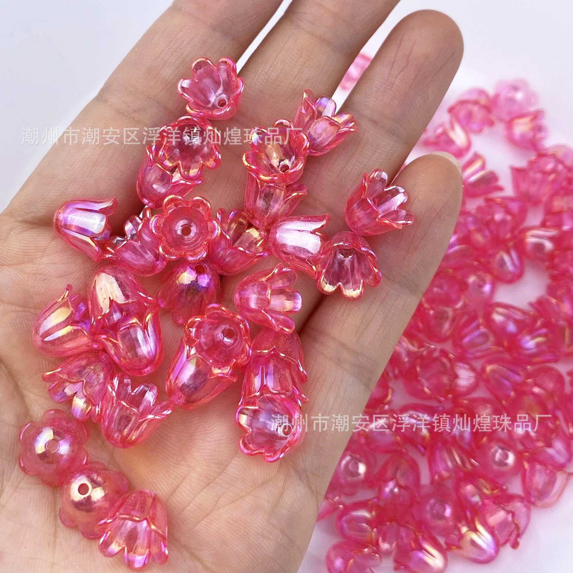 11 Campanules rose pêche translucides