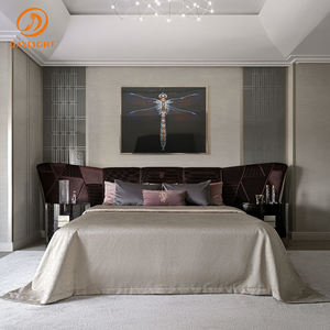 <span class=keywords><strong>Lit</strong></span> Queen Size avec cadre en bois massif, tables <span class=keywords><strong>de</strong></span> chevet et tête <span class=keywords><strong>de</strong></span> <span class=keywords><strong>lit</strong></span> rembourrée, <span class=keywords><strong>lit</strong></span> double noir king size, style post-moderne, véritable velours - Product Image 2