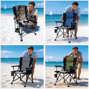 Heavy Duty High Back Folding <b>Camping</b> Chair 330LBS Capacity with Cup Holder <b>Storage</b> Pocket for Outdoor Fishing Beach - Product Image 3