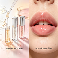 Huile à lèvres EnjoyFancy en tube transparent avec capuchon argenté, enrichie en vitamines C et E, hydratante et repulpante, gloss à lèvres multi-tons, format voyage.