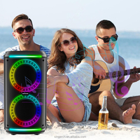 DR-6606 Nouveau produit, haut-parleur à double woofer de 6,5 pouces 50W, basses profondes, éclairage LED RVB, télécommande, batterie 3600mAh pour TF USB