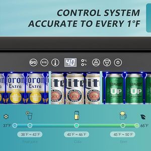 Réfrigérateur-congélateur compact intelligent à double zone, en acier inoxydable, 145 L, intégré, pour hôtel, extérieur, commercial, pour boissons et vins - Product Image 3