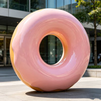 Sculpture créative en résine en forme de donut, statue alimentaire réaliste pour vitrine de boulangerie, café et restaurant