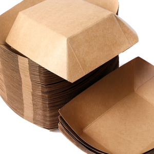 Nouveau plateau en papier kraft jetable pour collation, vaisselle biodégradable, plateau en forme de bateau, revêtement, plateau en papier pour restauration rapide pour fête - Product Image 3