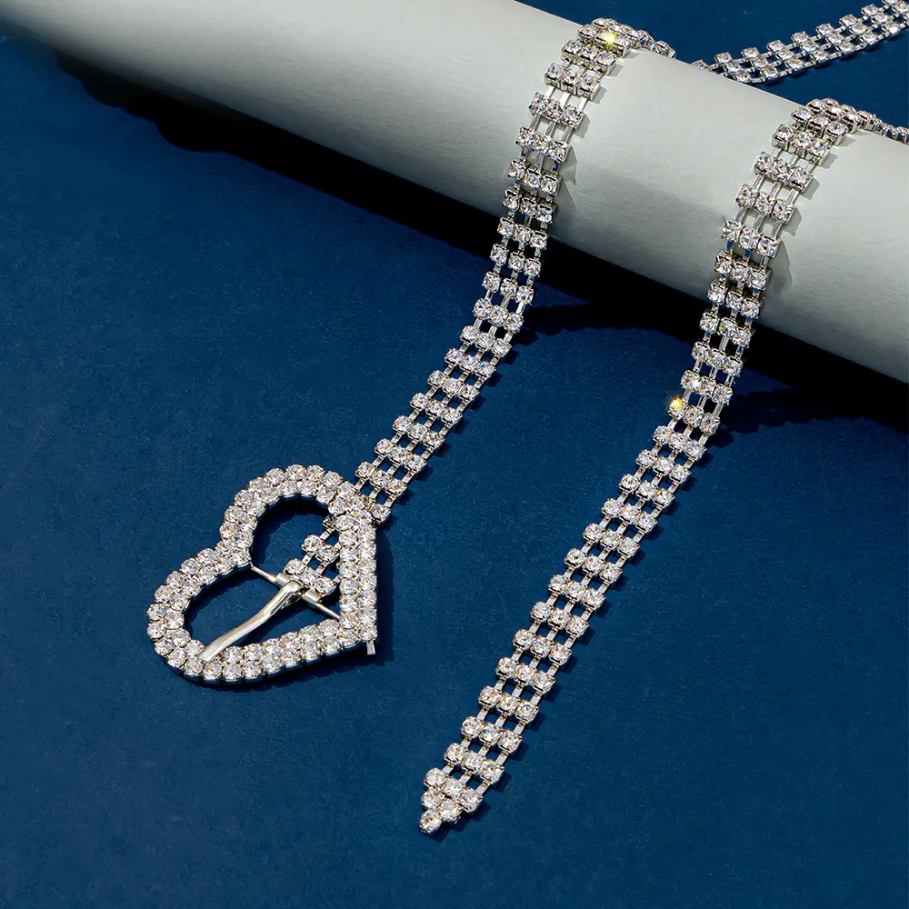 Özel Rhinestone kemerler gümüş kristal bel zinciri altın toptan kadınlar seksi elmas vücut zinciri takı