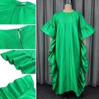 ADR051161 Robe Bubu Tendance, Robes Africaines pour Femmes, Vêtements à Manches Évasées, Robe Plissée à Volants, Robe Ample, Robe de Soirée pour Femmes