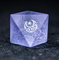 Jeu de dés polyédriques en verre fissuré mat Dés RPG en verre dépoli Dés personnalisés D & D pour donjons et dragons Bleu
