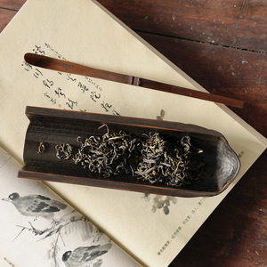 Cuillère à thé en bambou sculptée à la main, couleur charbon vieilli, forme irrégulière, pour accessoires de cérémonie du thé et thé de l'après-midi - Product Image 3