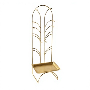Modern Brass Jewelry Organizer Stand With Tray Geometric Design Decorative <b>Storage</b> Rack For Tabletop Display Cheap Price - Product Image 1