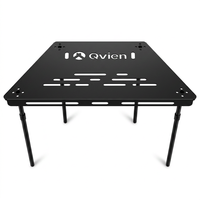 Table de camping pliable en fer noir moderne avec hauteur réglable, mobilier de pique-nique portable pour l'extérieur