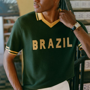 <span class=keywords><strong>Pull</strong></span> polo pour <span class=keywords><strong>homme</strong></span> inspiré du maillot de football, <span class=keywords><strong>col</strong></span> en <span class=keywords><strong>V</strong></span>, avec logo brodé en fil fin, tricoté - Product Image 2