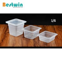 Conteneur alimentaire en polypropylène PP transparent de taille 1/6 pour la restauration, service de traiteur, conteneur de stockage alimentaire GN, intérieur lisse