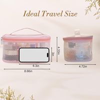 Sac de rangement cosmétique en maille avec fermeture éclair lisse, ensemble d'organisateurs de voyage, trousse de toilette pour usage quotidien
